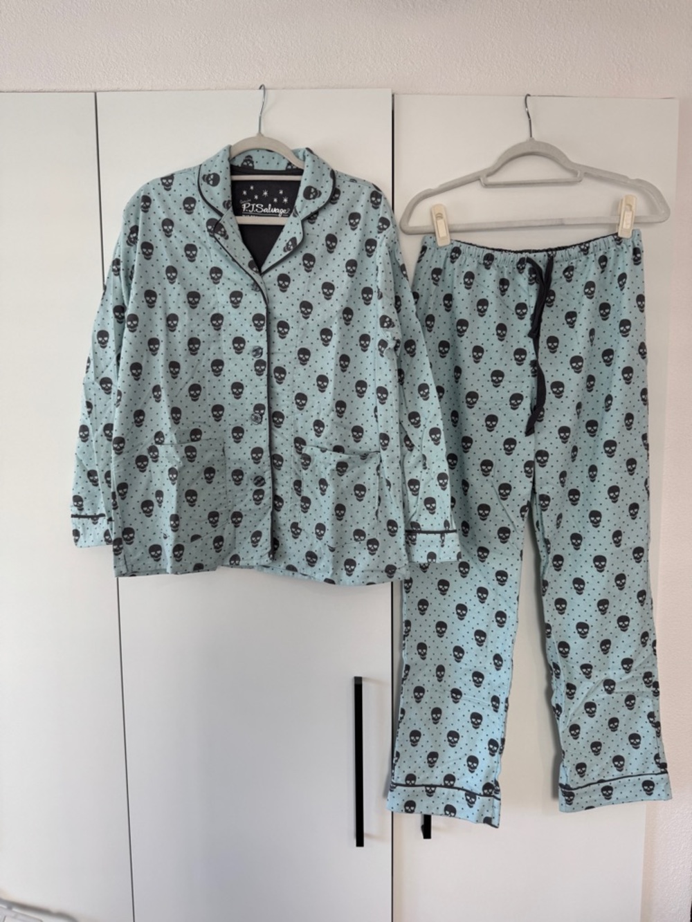 PJ Salvage Light Blue Skull-Print Pajama Set